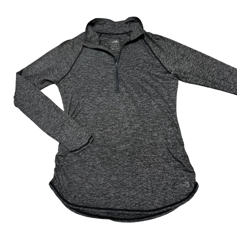 The North Face Womens FlashDry Quarter‎ Zip Pullover L Gray Baselayer Outdoors